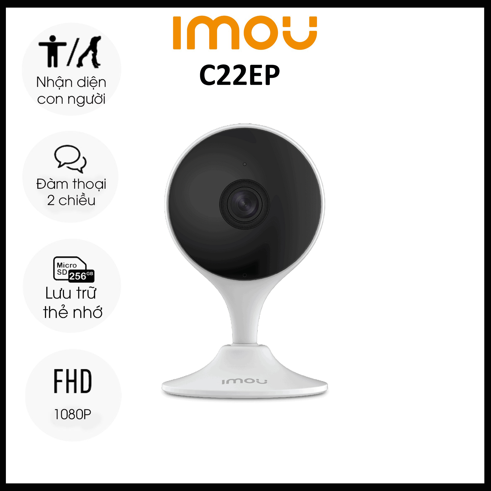 Camera IMOU C22EP 2M 1080p - Đàm Thoại 2 Chiều- Báo Động Chống Trộm- Góc Rộng 2.8mm Wifi Trong Nhà Chính Hãng BAO SỈ