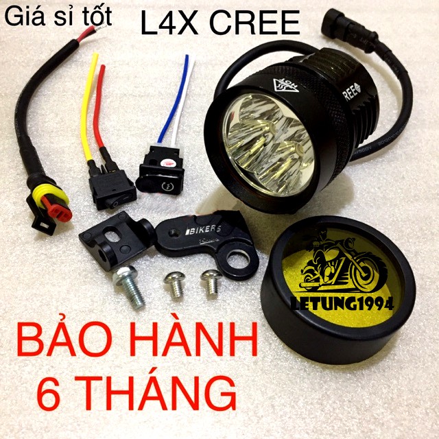 Đèn trợ sâng xe máy l4x siêu sáng - tặng đủ phụ kiện như hình - phụ kiện xe máy