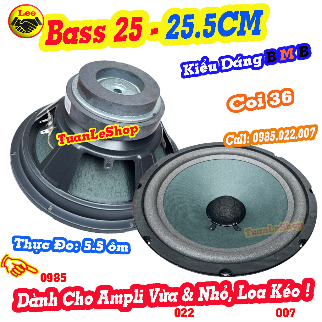 Loa bass 25 b m b, bass 25 dành cho loa kéo, ampli vừa và nhỏ, loa bass 25.5cm từ kép 126-100 – giá 01 loa bas 25 1017a