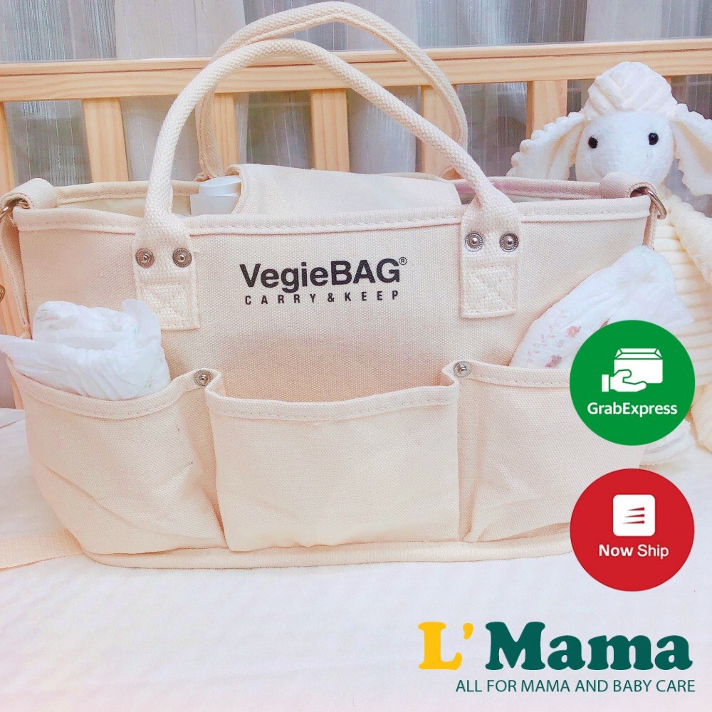 Túi xách bỉm sữa cho mẹ và bé đa năng giữ nhiệt nhiều ngăn phong cách hàn quốc, túi vải vegiebag cao cấp loại 1
