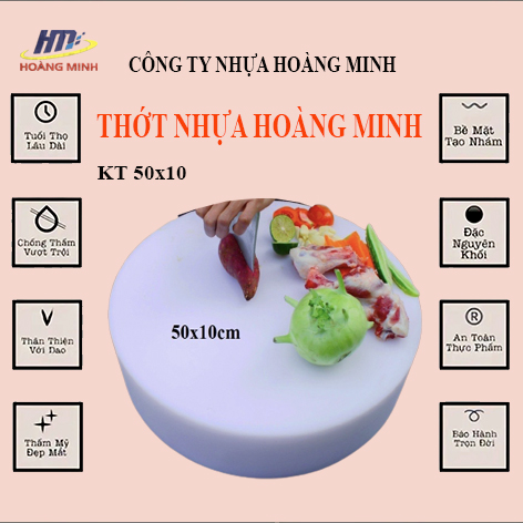 Thớt nhựa cao cấp, thớt tròn 50cm dày 10cm, thớt nhà hàng, khách sạn, KT 50cm dày 10cm. Chất liệu PE cao cấp hàng nguyên khối