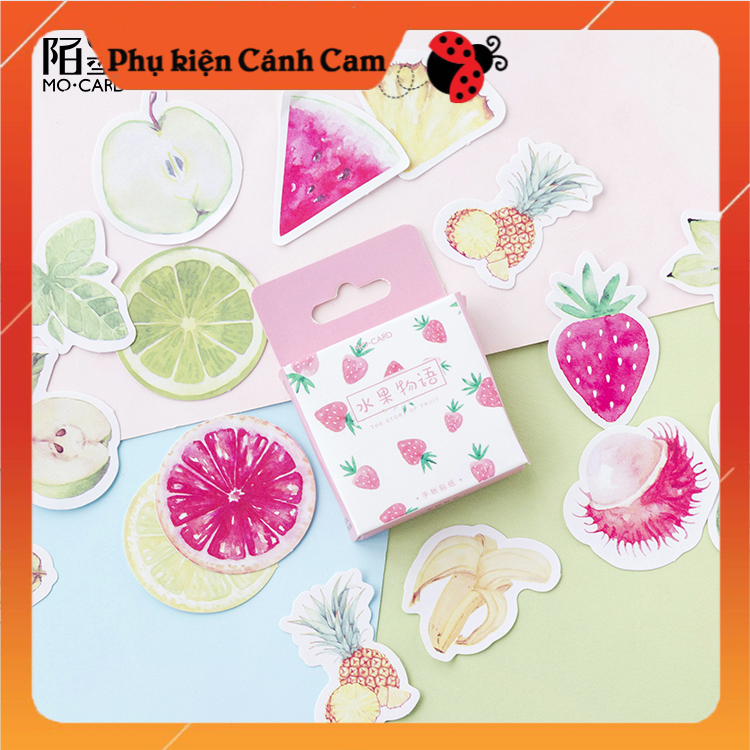 Sticker Hộp 45 Miếng Dán Dễ Thương Chủ Đề Hoa Quả Nhiệt Đới - Phụ kiện Cánh Cam