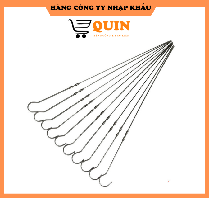 Xiên nướng thịt Xiên nướng inox không gỉ sét combo 5 cái Hàng công ty nhập khẩu QUIN