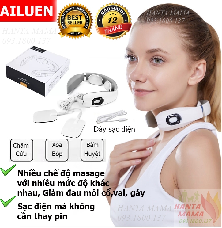 [HCM][Bảo hành 1 năm] Máy massage cổ vai gáy Ailuen ALE-20 chính hãng [điều trị cổ vai gáy]
