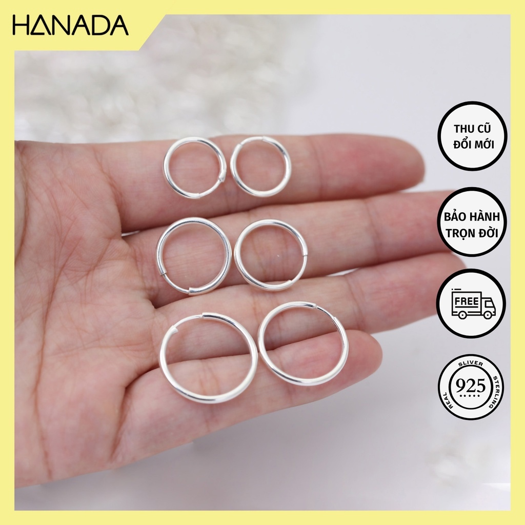 Khuyên tai bạc♈♨ Khuyên Tai Bạc Ta Dày Hanada Khoen Tròn Đeo Nhiễu Lỗ Bông Tai Trơn Cá Tính Nam Nữ