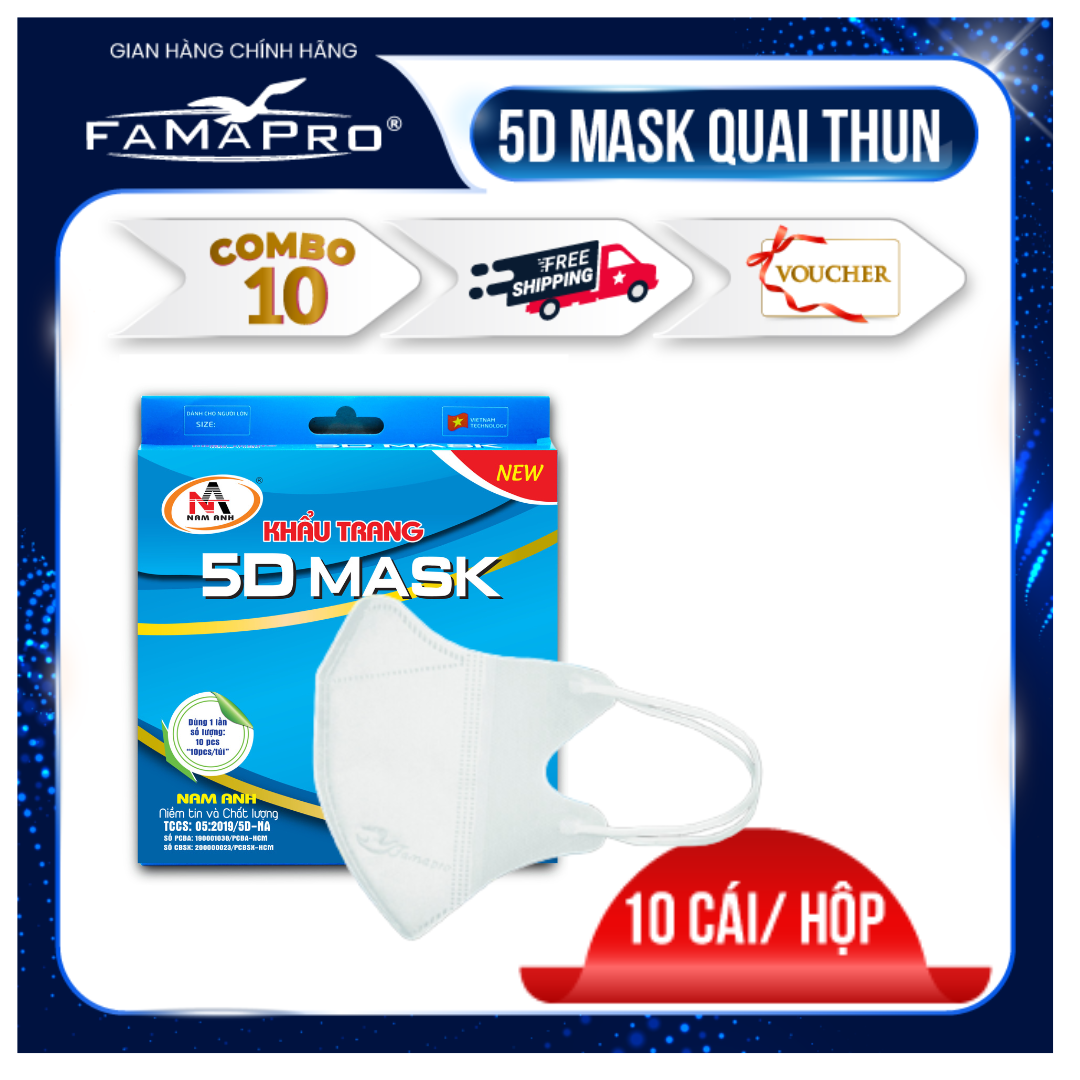 Combo 10 hộp khẩu trang y tế 3 lớp Famapro 5D MASK