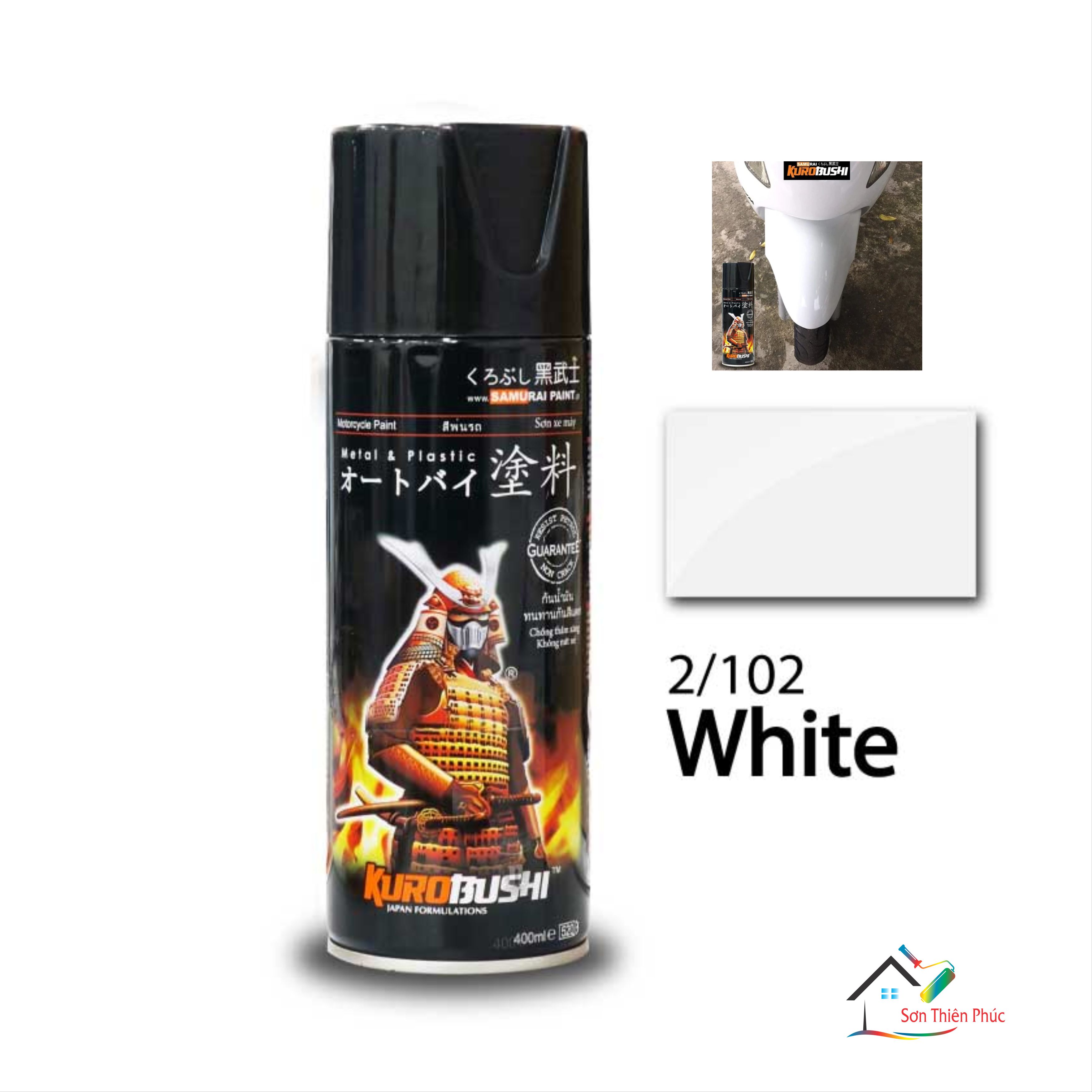 Sơn xịt samurai chính hãng màu trắng - 102.