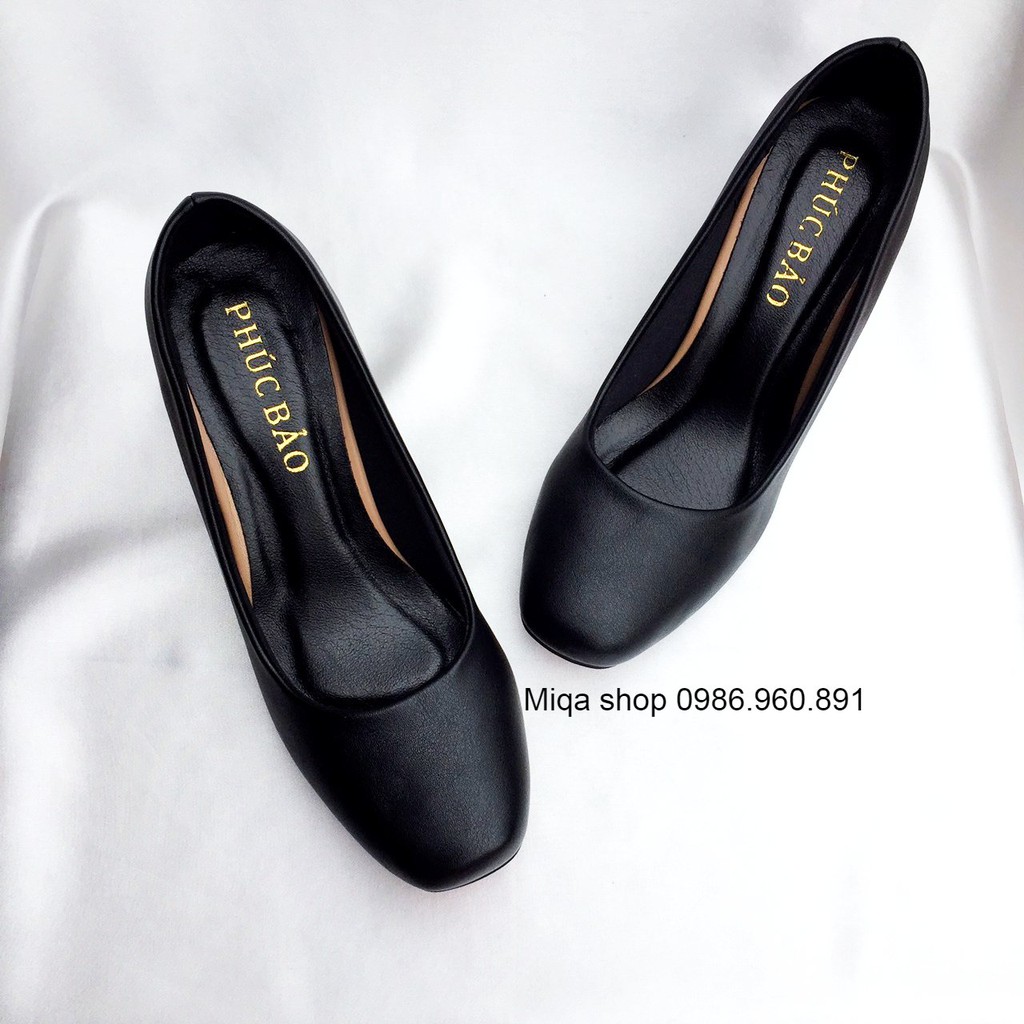 Giày cao gót trơn đế vuông - Giày cao gót công sở mũi vuông 5cm,7cm