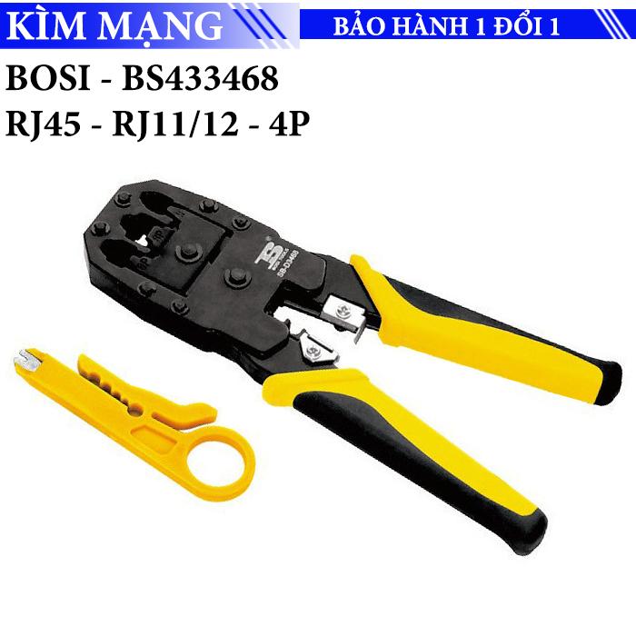 Kìm bấm thi công mạng bosi bs433468 rj45 - rj11 - rj12 bấm cắt tuốt dây mạng