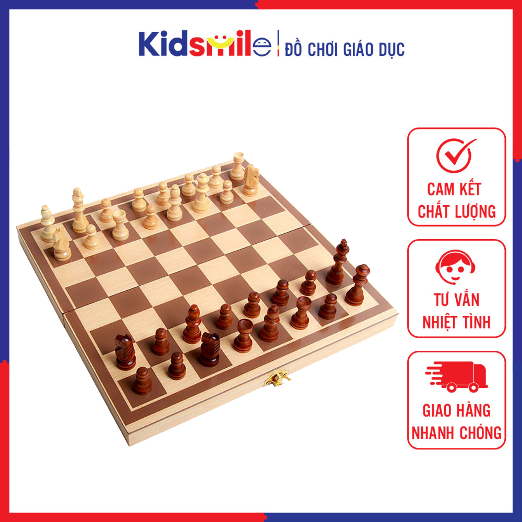 Đồ chơi cờ vua 100% bằng gỗ cho trẻ em từ 4 tuổi trở lên và người lớn giúp bé thông minh, sáng tạo