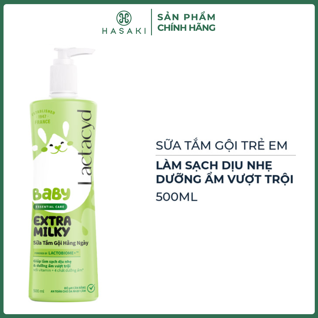  Sữa Tắm Gội Trẻ Em Lactacyd Baby Dịu Nhẹ & Dưỡng Ẩm 500ml Extra Milky Body And Hair Wash Hasaki Sản Phẩm Chính Hãng 