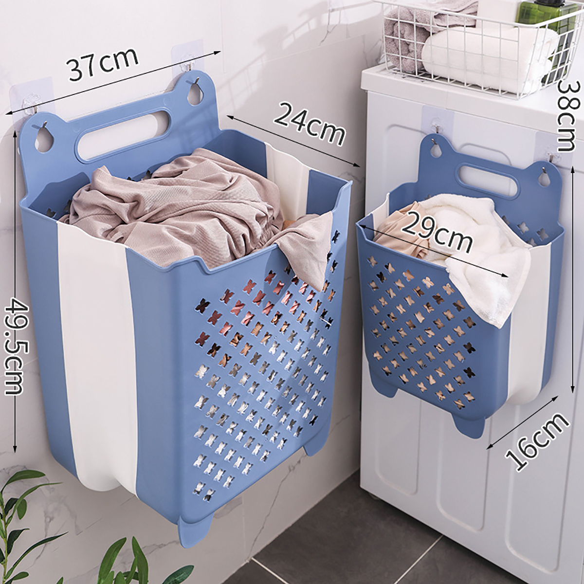 Giỏ Đựng Quần Áo Nhà Tắm Treo Tường Living C, Giỏ Nhựa Đựng Đồ Dơ Gấp Gọn Gắn Tường Tiện Dụng