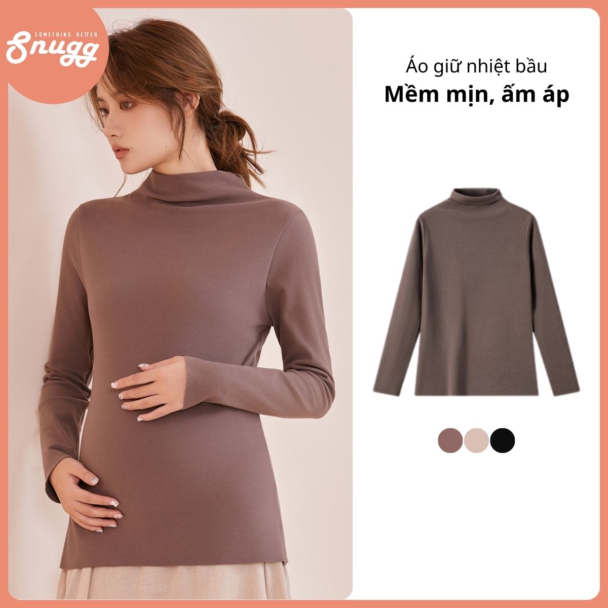 Áo giữ nhiệt bầu dài tay cổ cao, mềm mịn, ấm áp thu đông 2024 Snugg - SNU2247