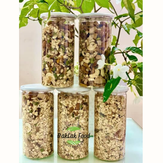 Ngũ cốc Granola - Mix 9 loại hạt dinh dưỡng từ vùng nguyên liệu DakLak - Hộp 500gr