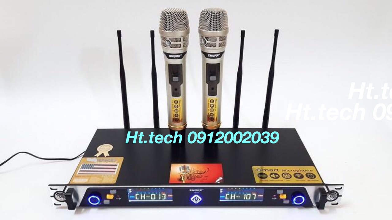 Micro Không Dây  2 mic Và Đầu Thu SHURE UGX21, ugx 23  Micro SHURE UGX 21- ugx23 Không Dây Loại 1 Cao Cấp New 2020, 4 Antenna Sóng Cực Khỏe, Chống Hú, Hát Cực Hay .