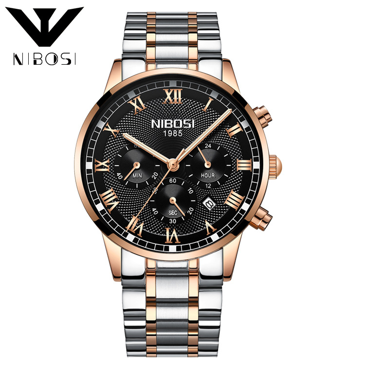 Đồng Hồ Nam  NIBOSI - Chạy 6 FULL KIM  - Chống Nước Tốt – Dây Thép Đúc Đặt Cao Cấp - Kính Sapphire, Đồng Hồ Nam Chính Hãng, Đồng Hồ Nam Chống Nước, Đồng Hồ Nam Cao Cấp, Bảo Hành Toàn Quốc 12 Tháng