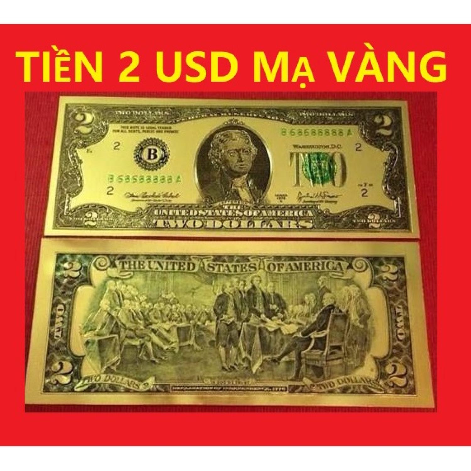 Tơ` 2usd mạ vàng plastic làm quà lưu niệm