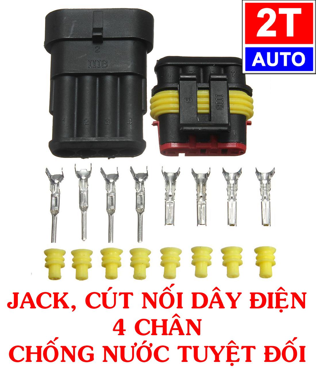 THANH LÝ GẤP- Đầu cút jack giắc nối dây điện 4 chân chống nước dùng cho xe máy xe hơi ô tô- Giá cho 1 sản phẩm