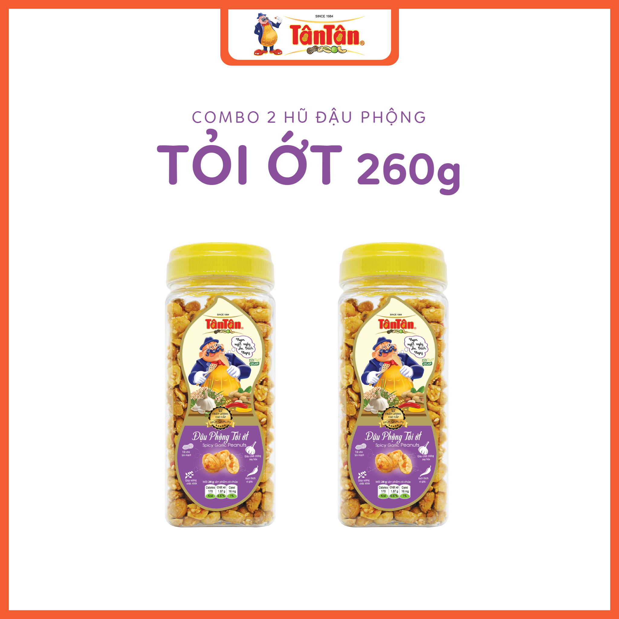 Combo 2 hũ đậu phộng tỏi ớt tân tân