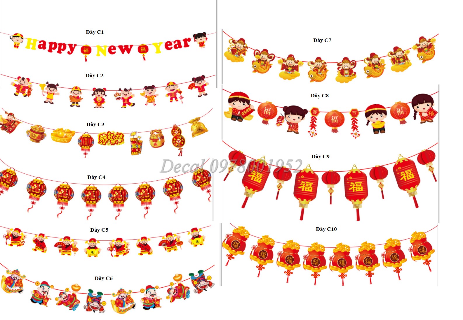 Dây cờ treo trang trí TẾT, năm mới 2023 dây chữ happy new year dài 3m