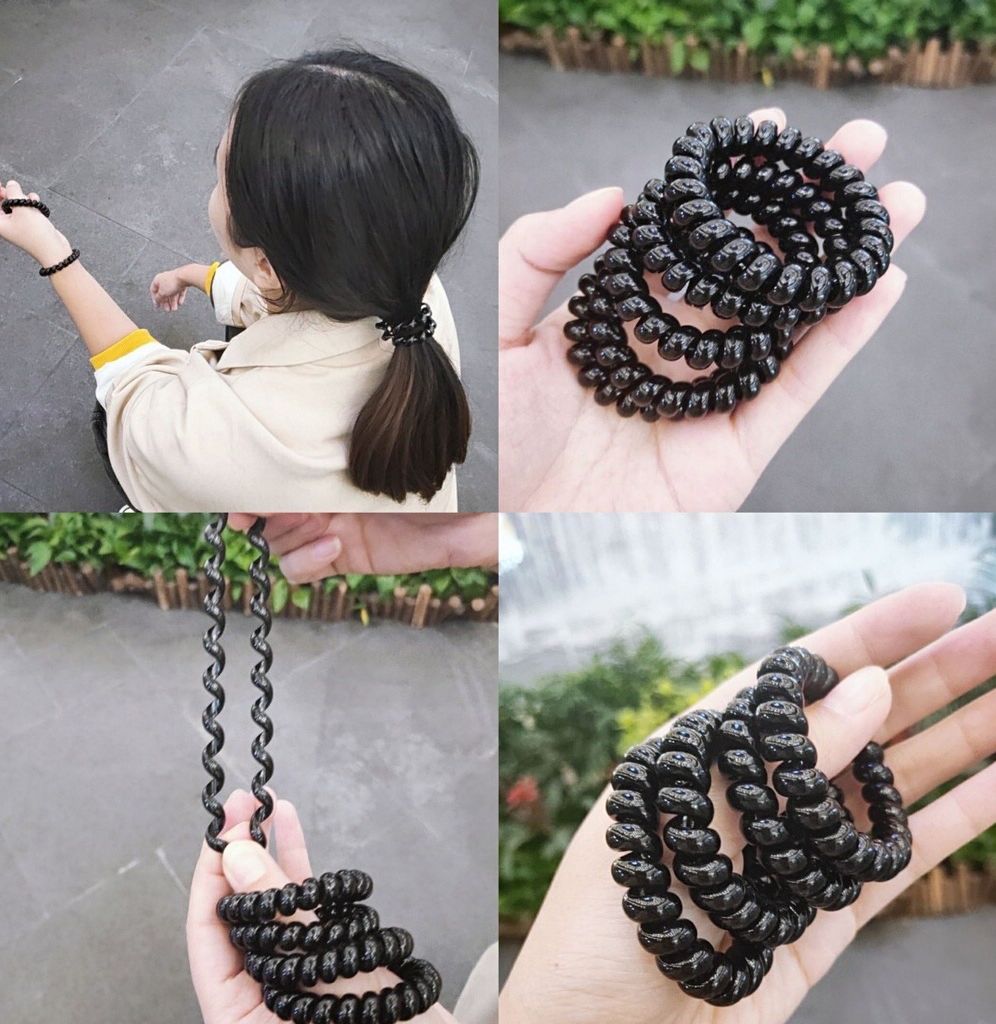 Buộc tóc lò xo lớn, cột tóc lò xo màu đen thời trang