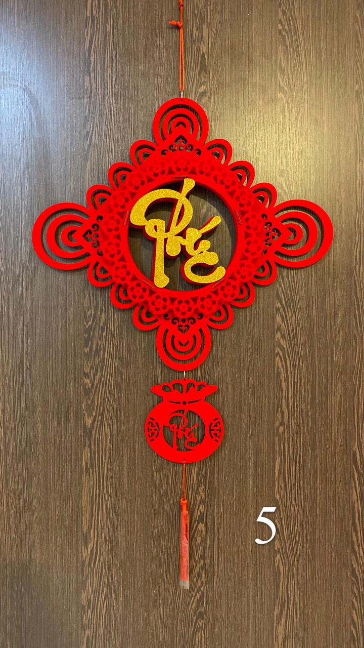 Dây treo nhung đỏ lập thể trang trí tết TL05