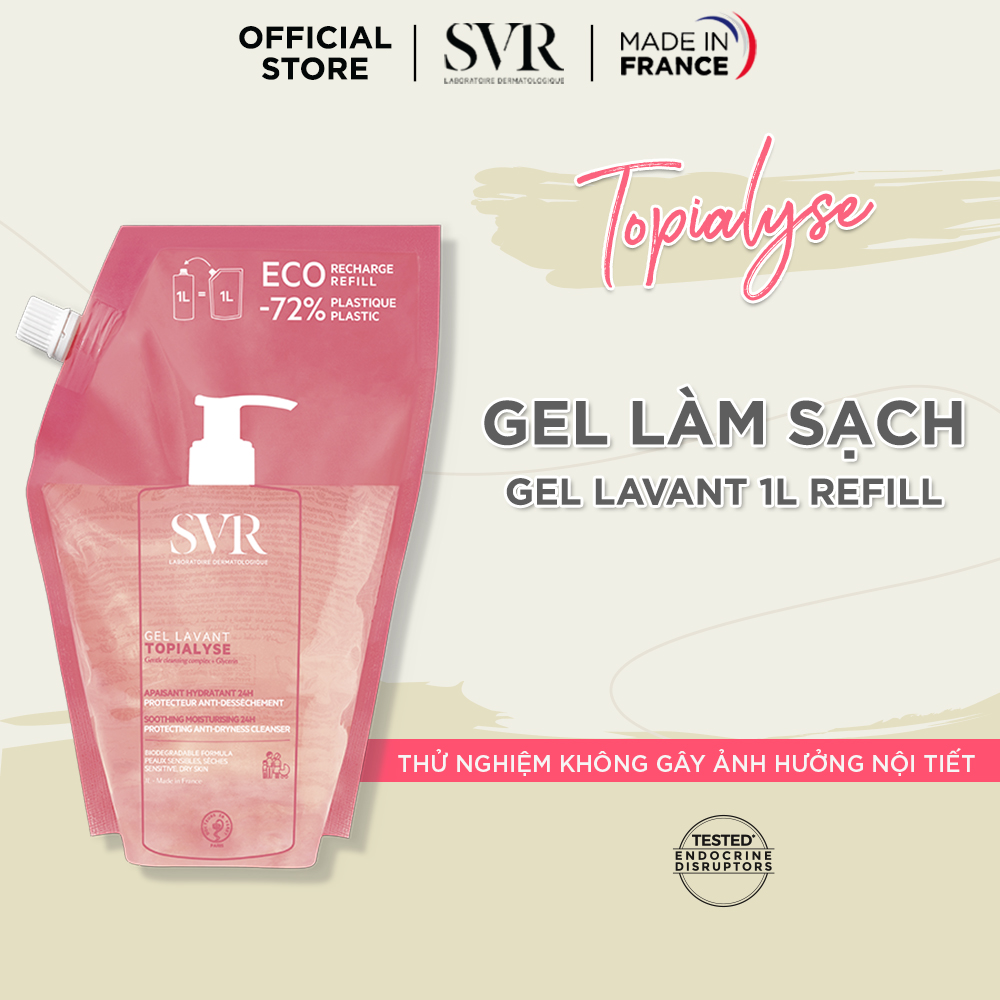 Gel làm sạch dịu nhẹ dành cho da nhạy cảm, da khô và viêm da cơ địa svr topialyse gel lavant 1l