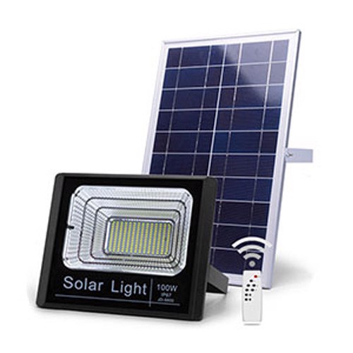 ĐÈN NĂNG LƯỢNG MẶT TRỜI SOLAR LIGHT công suất 100W công nghệ IP67 chống nước, chế độ bật tắt tự động, có điều khiển từ xa
