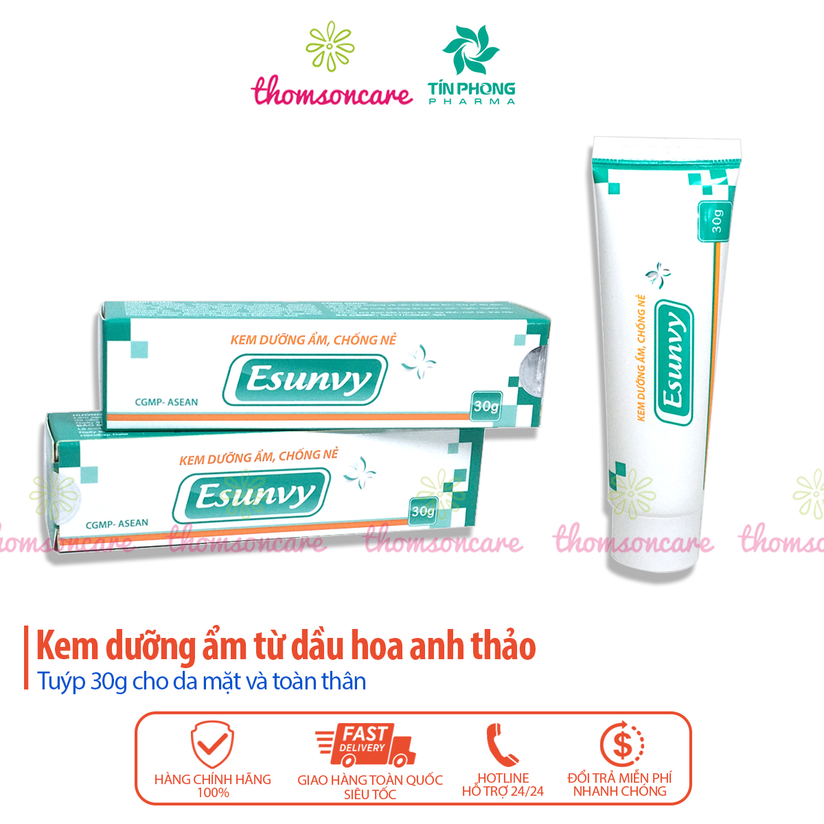 Kem dưỡng ẩm chống nẻ Esunvy - từ dầu hoa anh thảo - Tuýp 30g dưỡng da, ngừa khô da