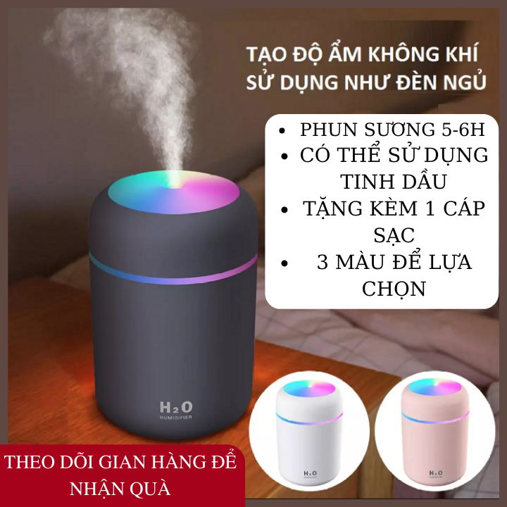 Máy Phun Sương Mini Máy Xông Tinh Dầu Tạo Độ Ẩm Kiêm Đèn Ngủ 7 Màu, Máy phun sương mini trong phòng ngủ, xe ô tô, tiện lợi, Máy tạo khói, Máy phun sương tạo ẩm