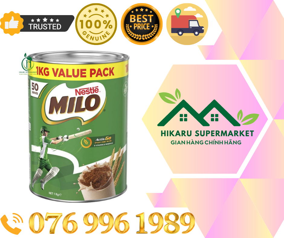 Sữa bột Nestle Milo Úc 1kg giúp tăng chiều cao, miễn dịch, phát triển trí não cho bé