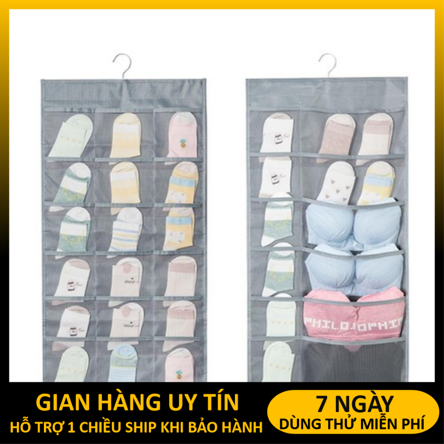 (FREESHIP) Túi treo đồ 2 mặt 30 ngăn đựng phụ kiện thời trang, thắt lưng, đồ lót, vật dụng gia đình tiết kiệm diện tíchcó móc treo tủ siêu tiện dụng, chất liệu vải oxford chống thấm nước bền đẹp