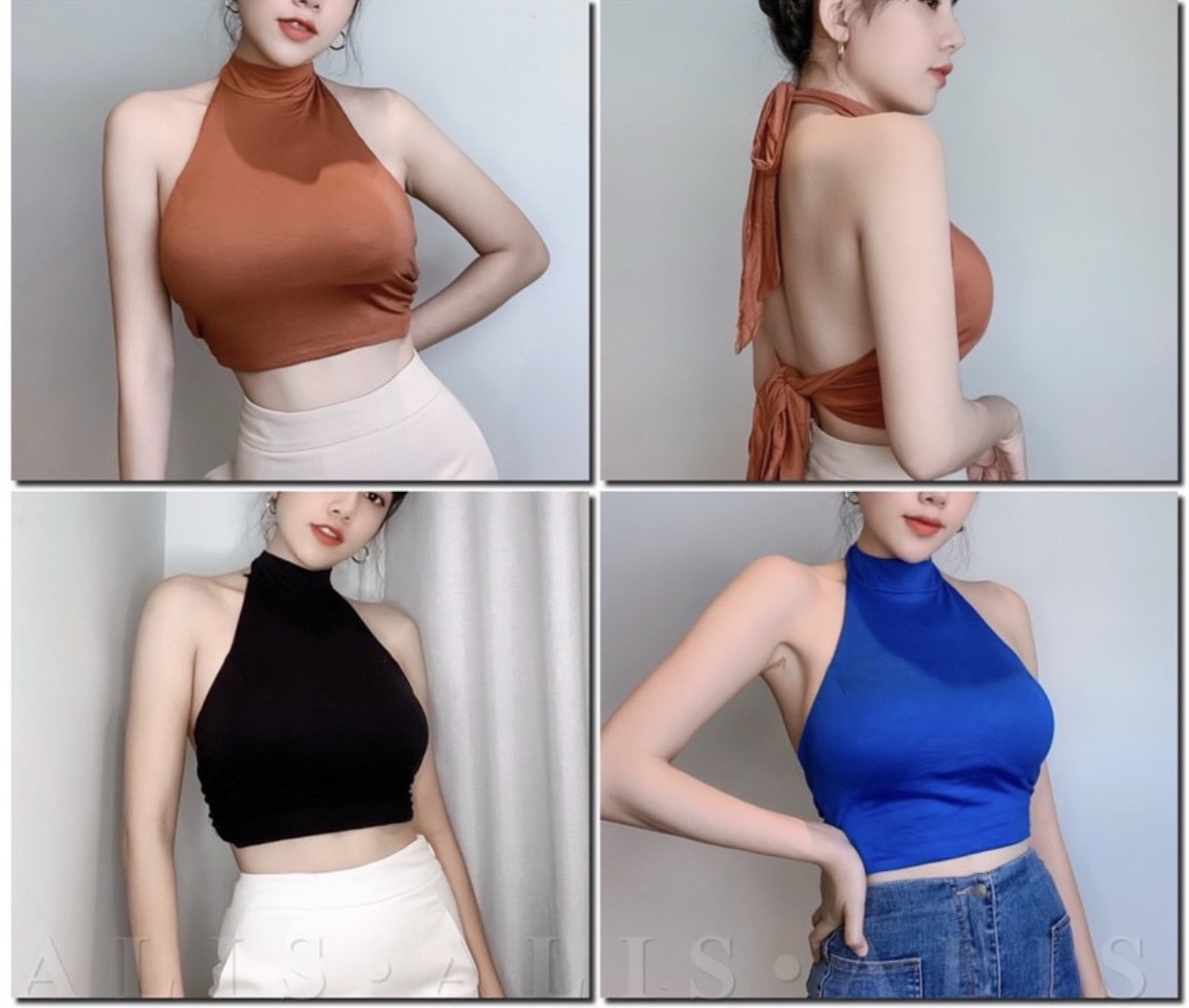 Áo yếm sexy có mút ngực tháo rời lưng sau buộc dây