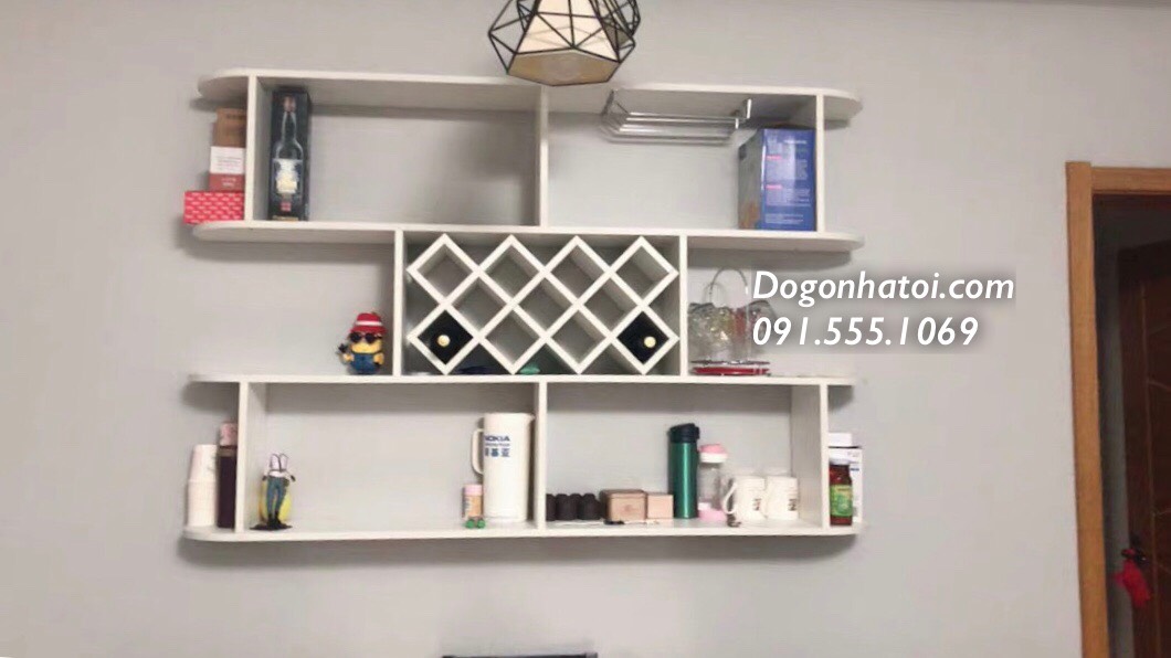 [HCM]KỆ RƯỢU TREO TƯỜNG 4 TẦNG RỘNG 1M6 - ĐỒ GỖ NHÀ TÔI