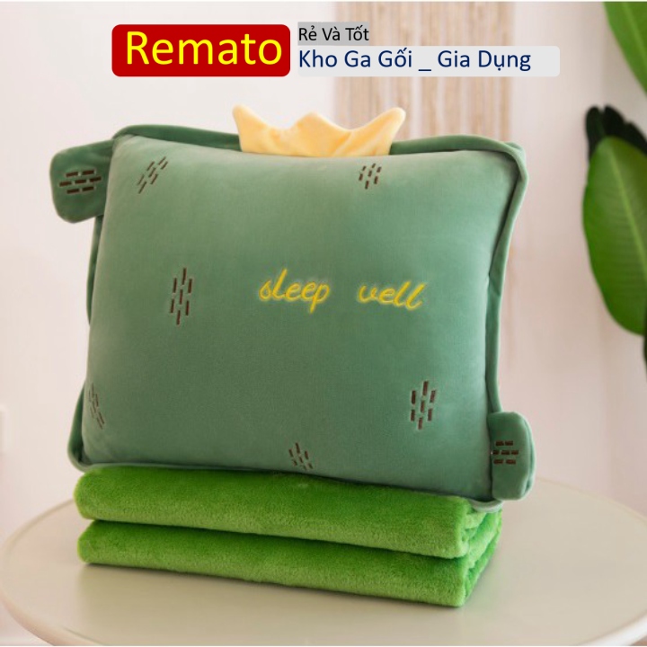 Bộ chăn gối trái cây vuông 3in1, gấu bông kèm chăn , gối ngủ trưa văn phòng, chăn gối văn phòng siêu dễ thương