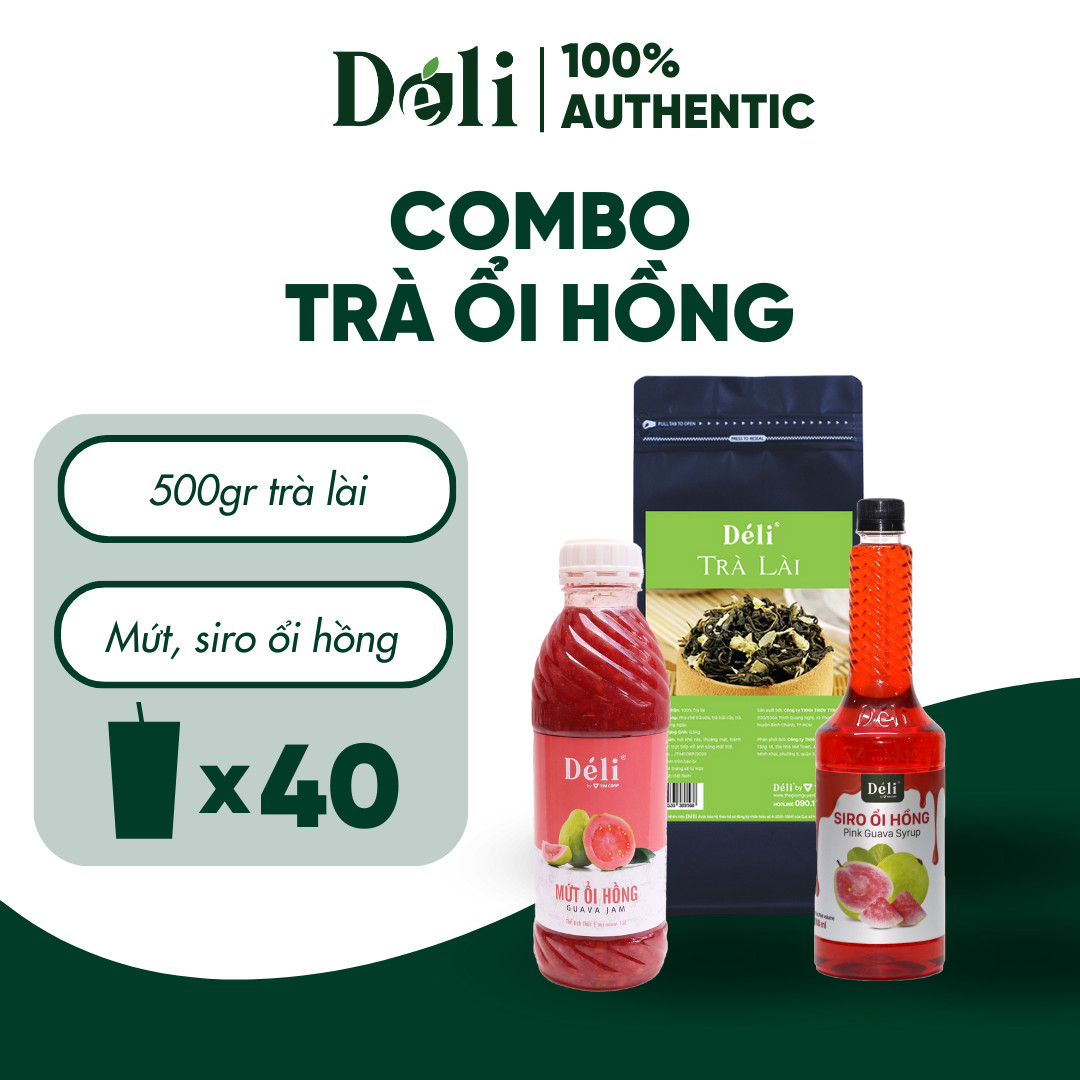 Combo - trà lài 500g + mứt ổi 1l + siro ổi hồng 1l déli