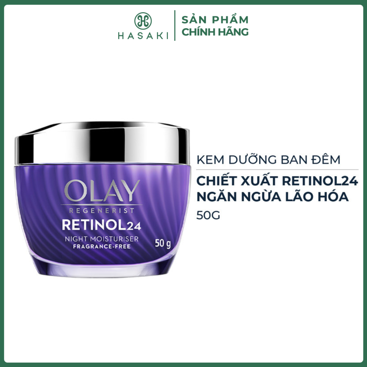  Kem Dưỡng Olay Chiết Xuất Retinol24 Ngừa Lão Hóa Ban Đêm 50g Regenerist Retinol 24 Night Moisturiser Fragrance-Free Hasaki Sản Phẩm Chính Hãng 