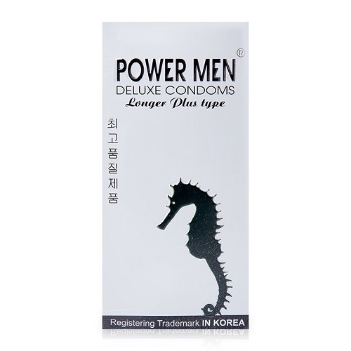 Bao cao su gai gân kéo dài thời gian cực tốt Powermen cá ngựa bạc hộp 12 chiếc