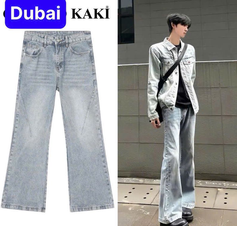  QUẦN JEANS NAM NỮ ỐNG LOE CHẤT BÒ UNISEX XANH TRẮNG ĐEN TRƠN PHONG CÁCH HÀN QUỐC - TOKYO FASHION 