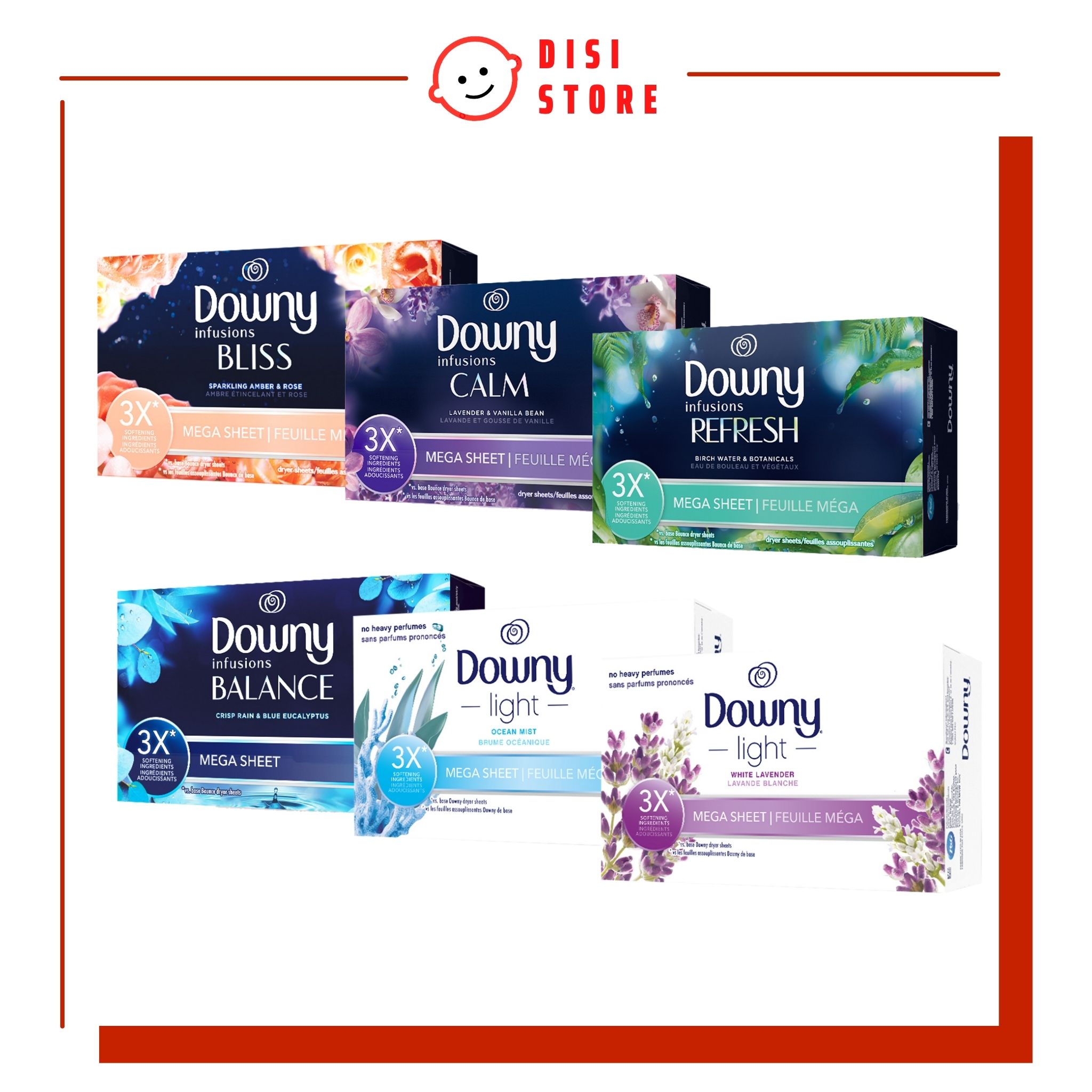 (GIẤY TO) Giấy Thơm Quần Áo Downy MEGA Sheet Amber Rose/ White Lavender / Light Ocean Mist / Lavende