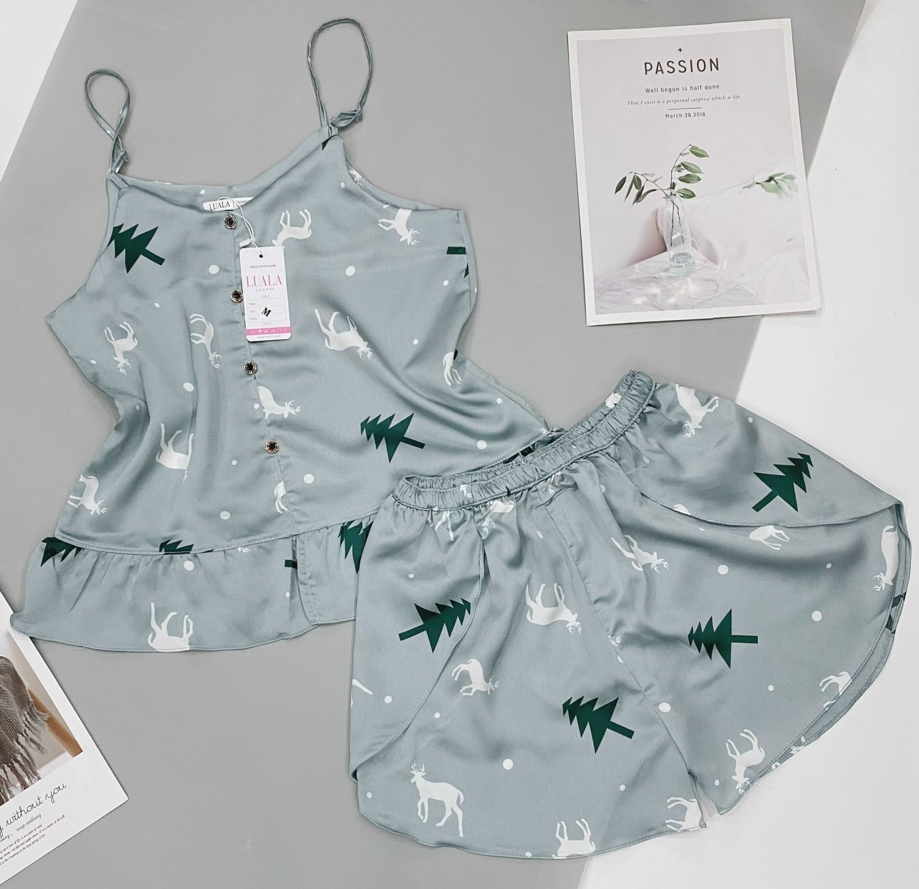 Bộ 2 dây lụa satin siêu xinh bộ mặc nhà nữ