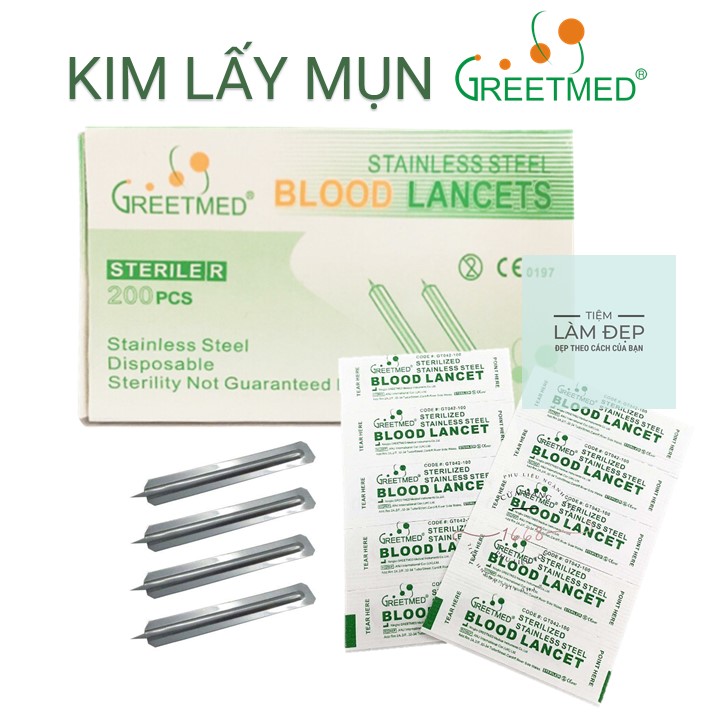 100/200 Kim lấy mụn Greetmed cây đã tiệt trùng lể mụn an toàn dễ dàng