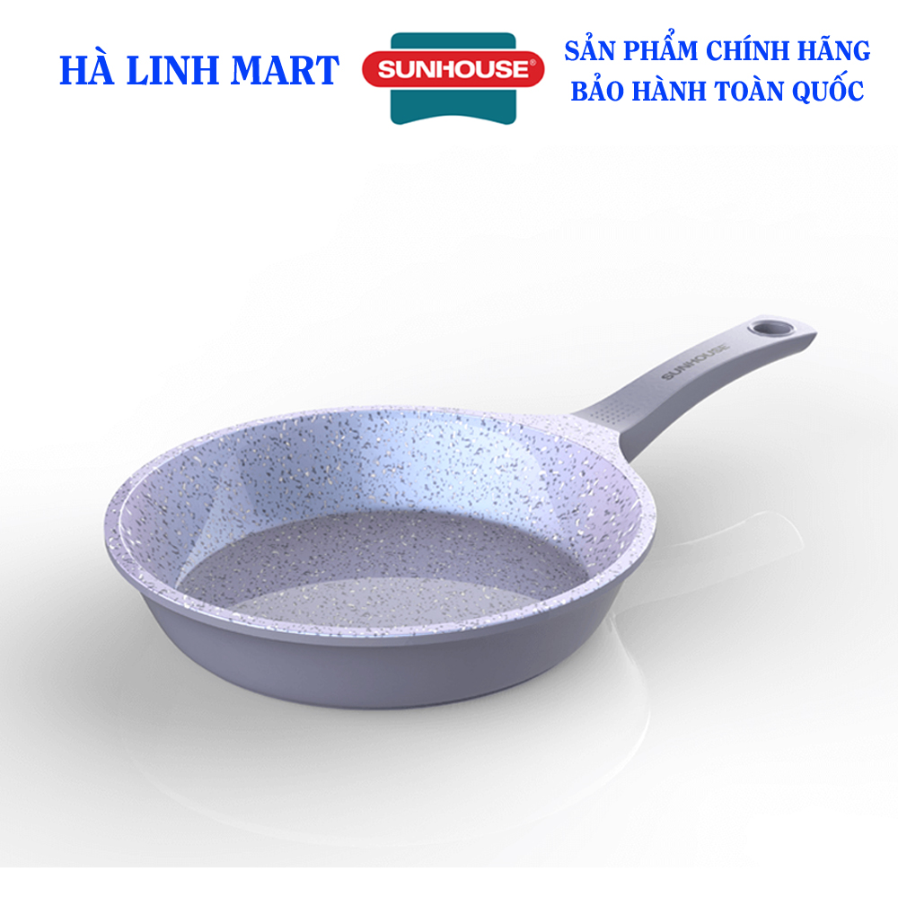 Chảo chiên siêu bền vân đá đáy từ SUNHOUSE MAMA SHG1124MMA/SHG1128MMA - Chảo chống dính bếp từ  size 24, 28 Cm