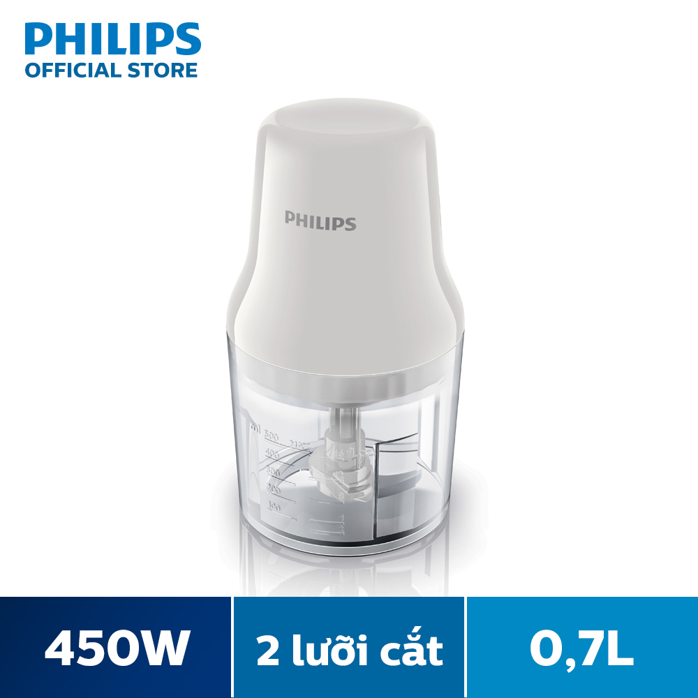 Máy Xay Thịt Philips 1 Cối 0.7L 450W HR1393/00 (Trắng)- Tự Ngắt Khi Quá Tải, Chức Năng Chính Xay Thịt & Hạt-Hàng Phân Phối Chính Hãng