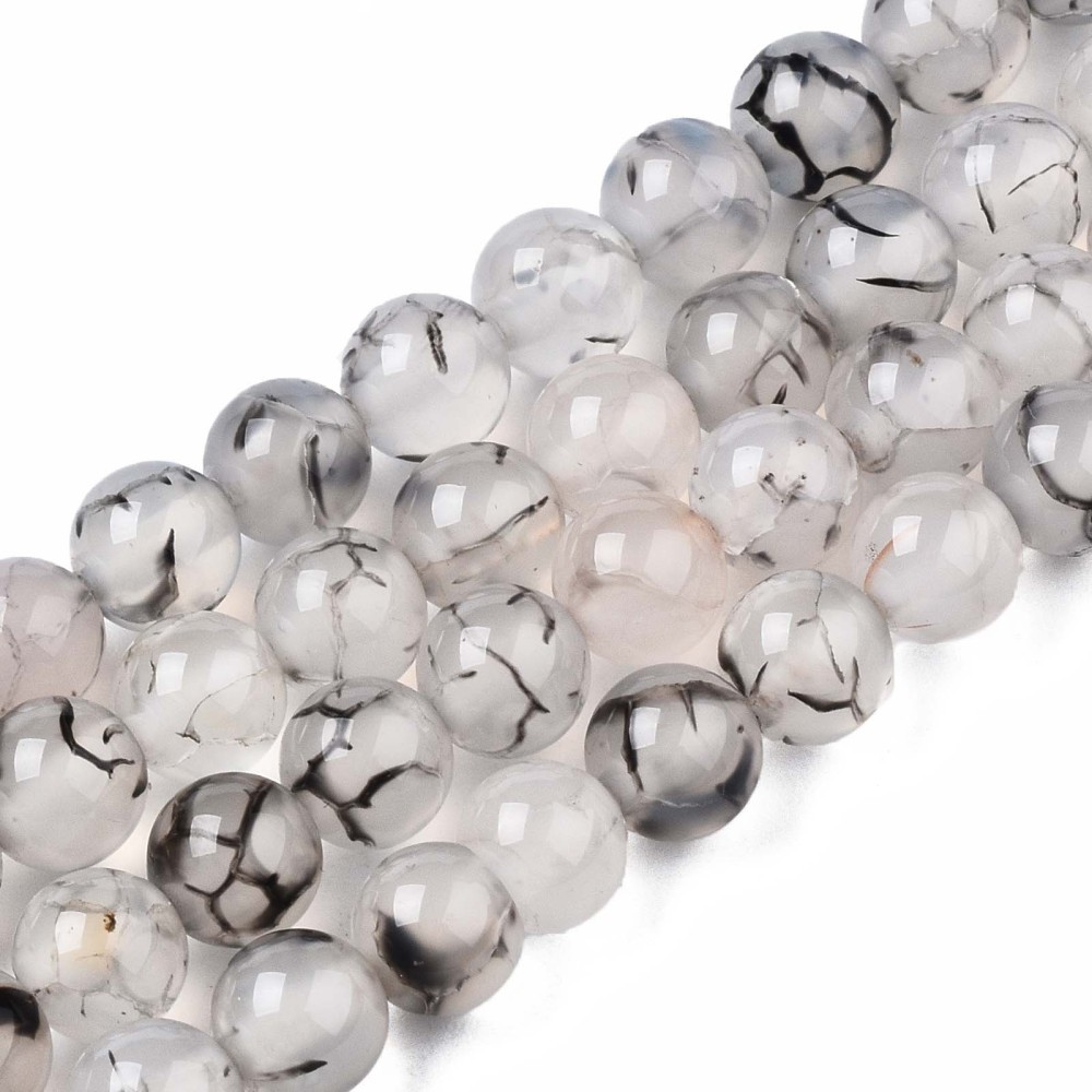 1Strand Round Natural Dragon Veins Agate Beads Strands Dyed 6mm Hole 1.5mm