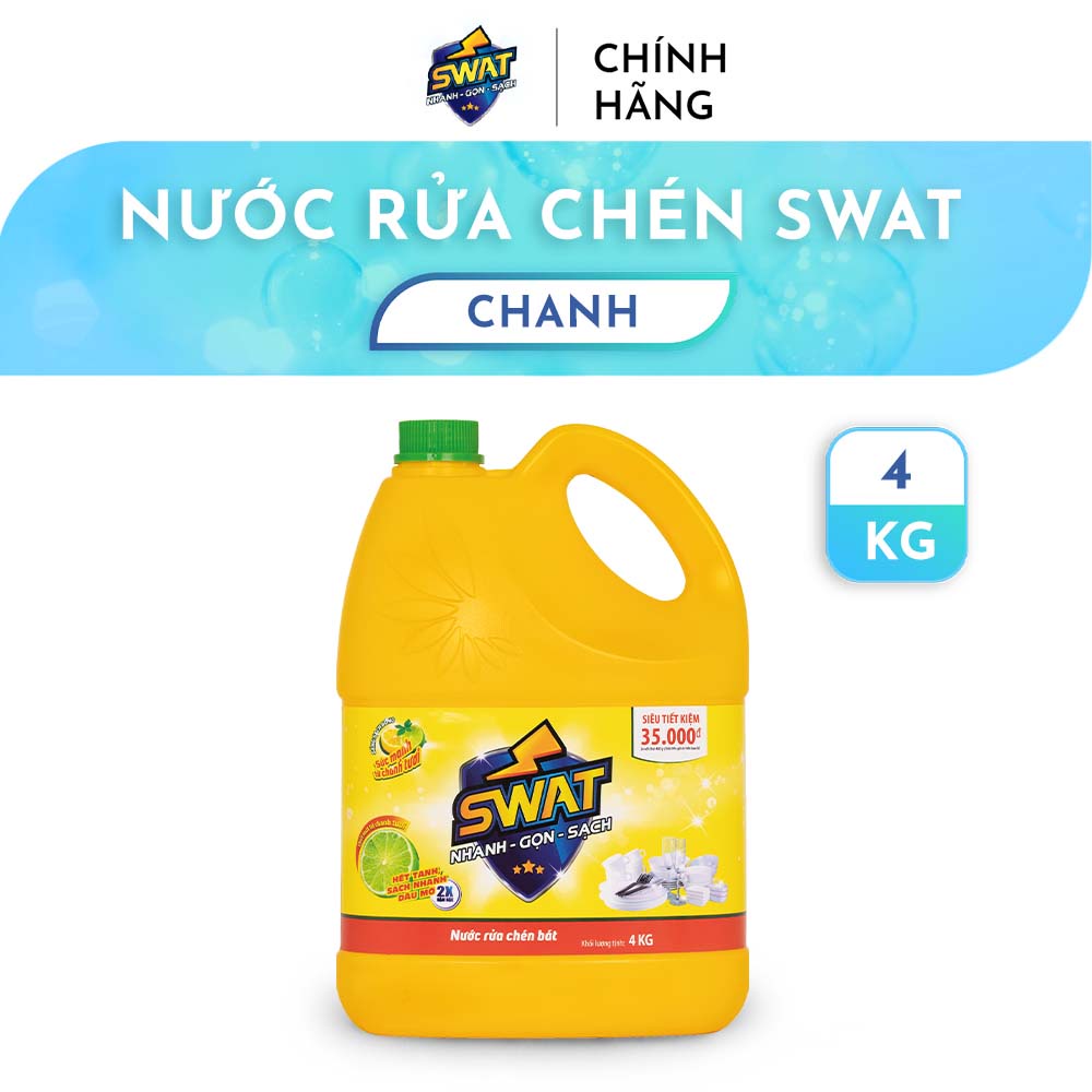 Nước Rửa Chén Swat Hương Chanh Can 4Kg - Siêu Tiết Kiệm