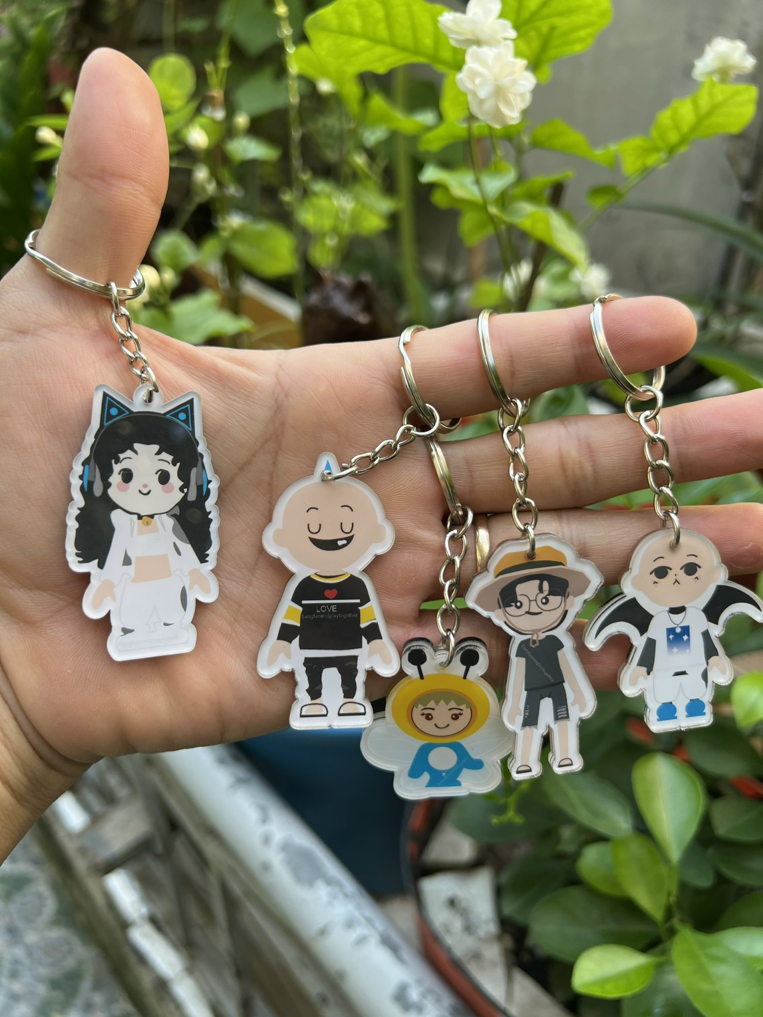 Combo 5 móc khóa play together tặng 1 set hình dán sticker các nhân vật game play together