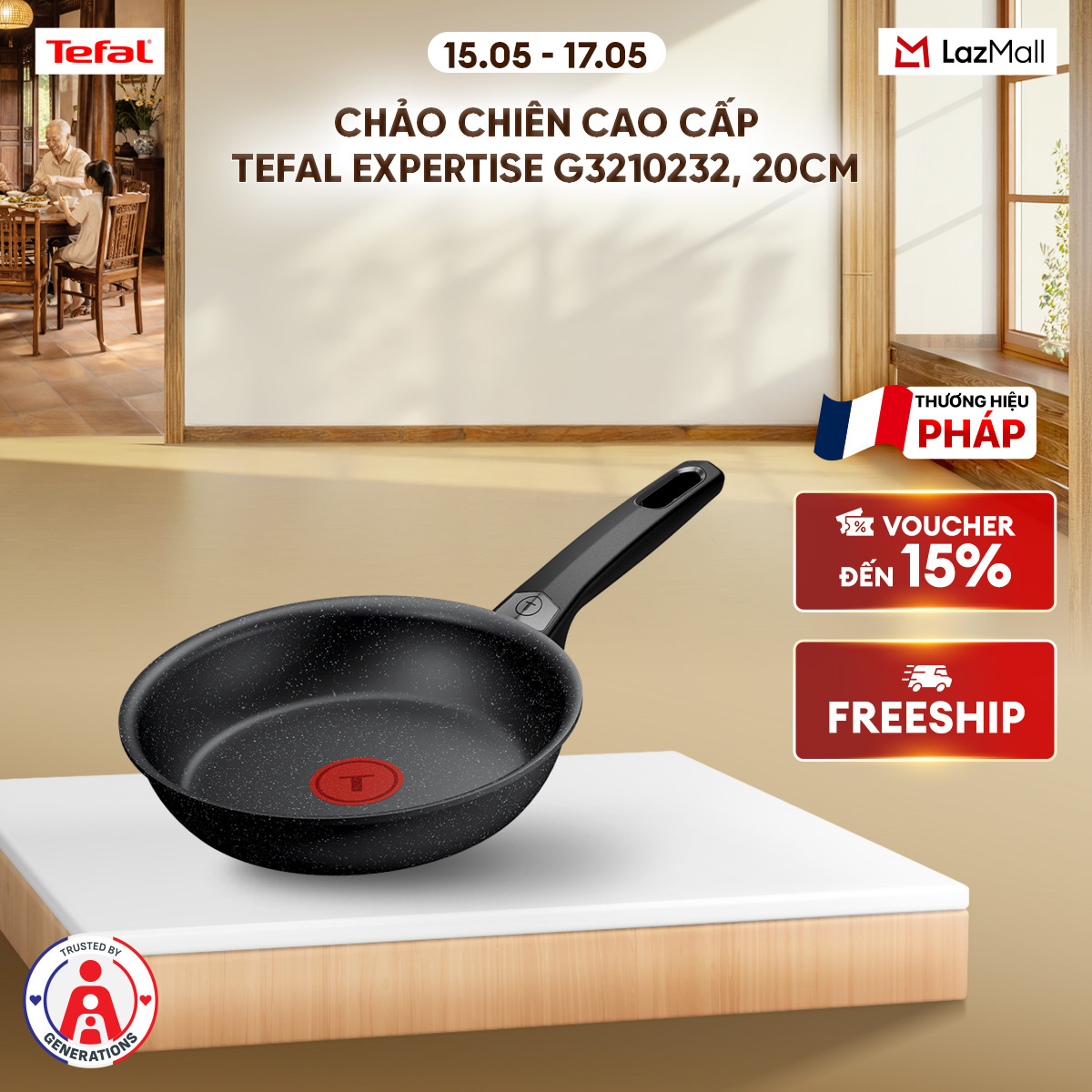 Chảo chiên cao cấp Tefal Expertise G3210232, 20cm