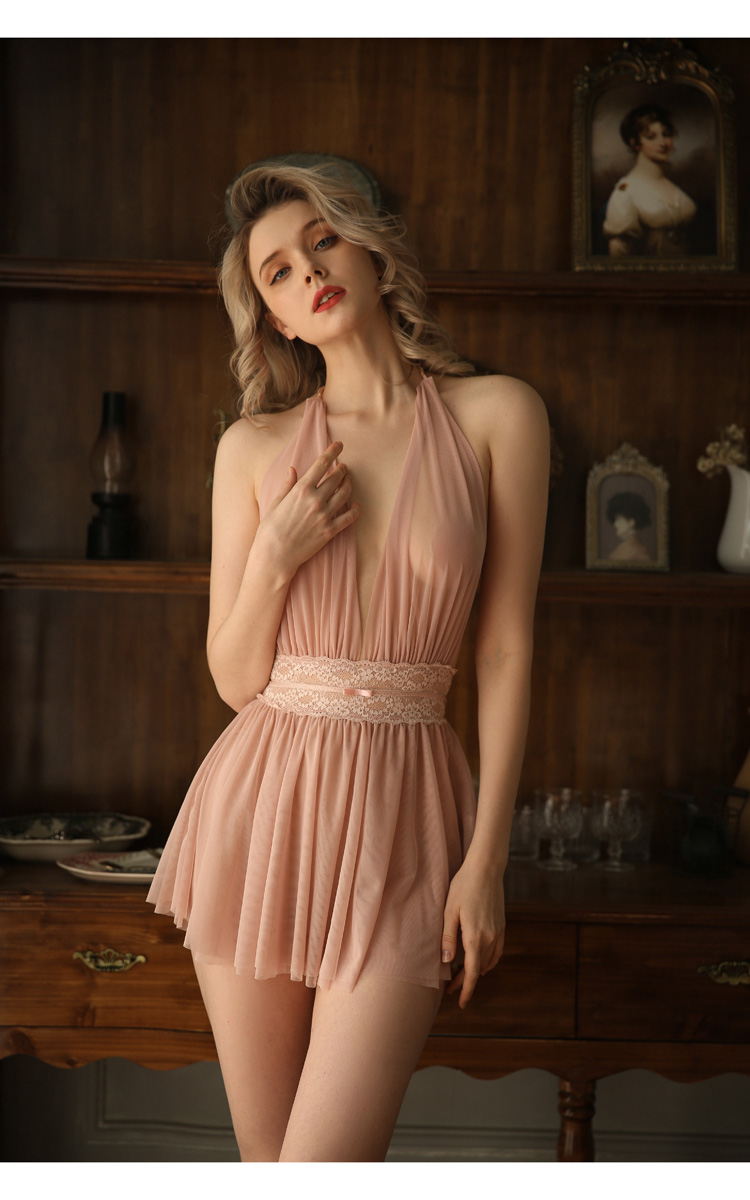 Váy ngủ Quảng Châu voan cuốn cổ sexy