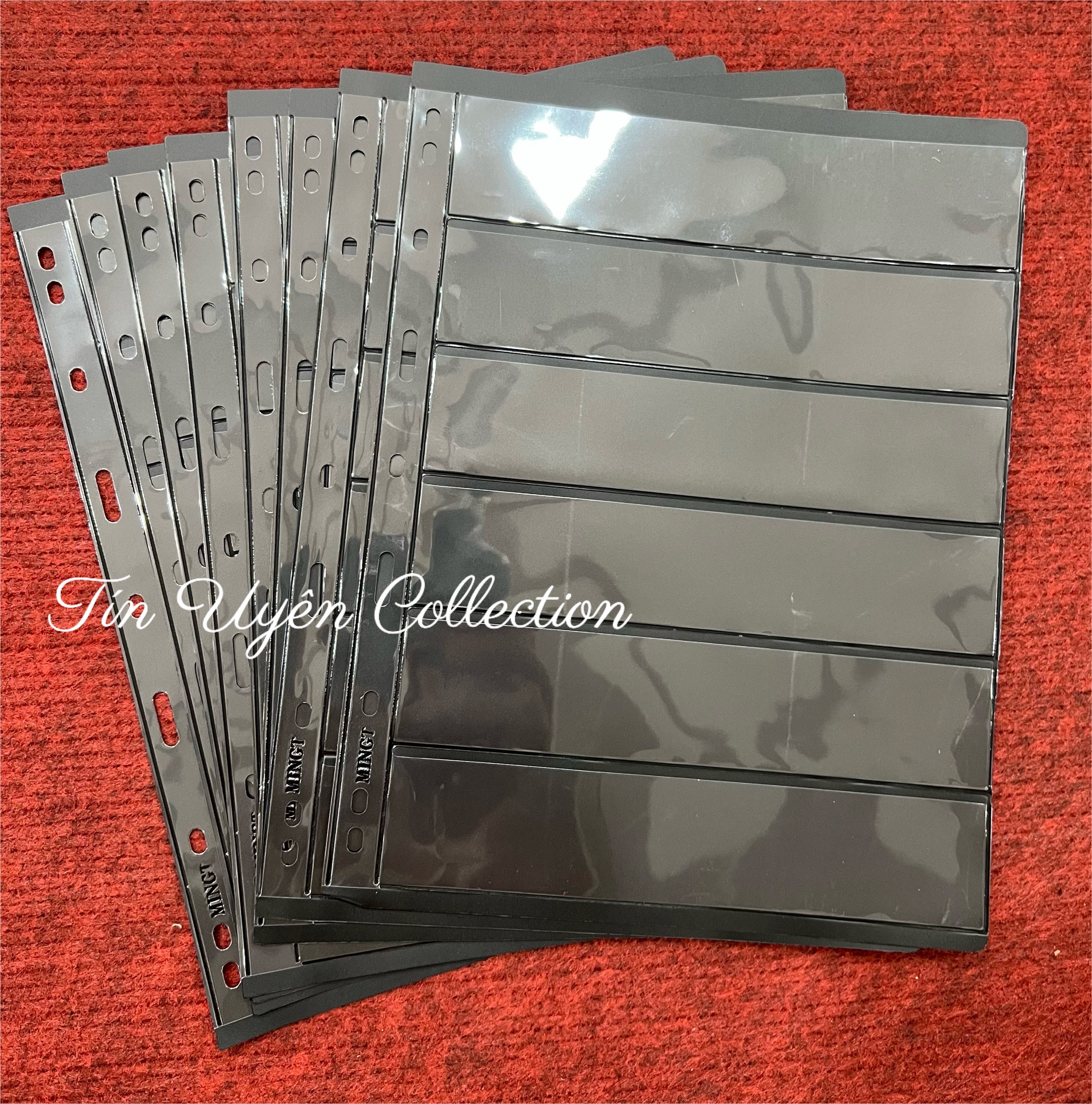 Combo 10 phơi tem 6 ngăn đen đựng tem 2 mặt